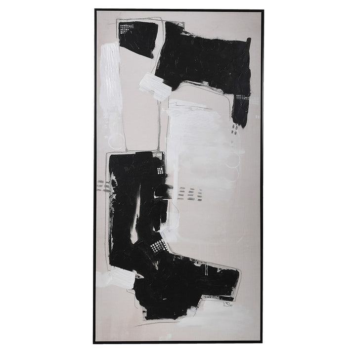 Rectangular Black And White Abstract Canvas