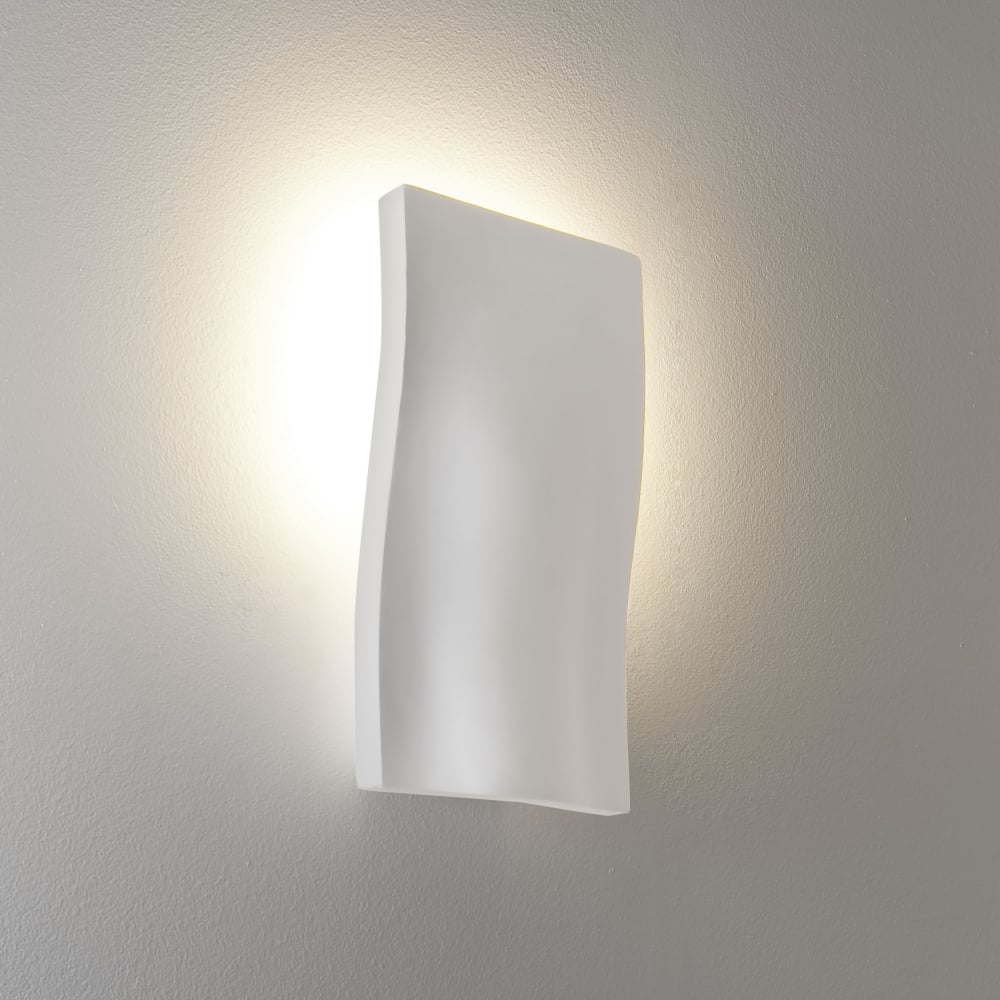 S-Light Wave Shape Paintable Ceramic Plaster Wall Light
