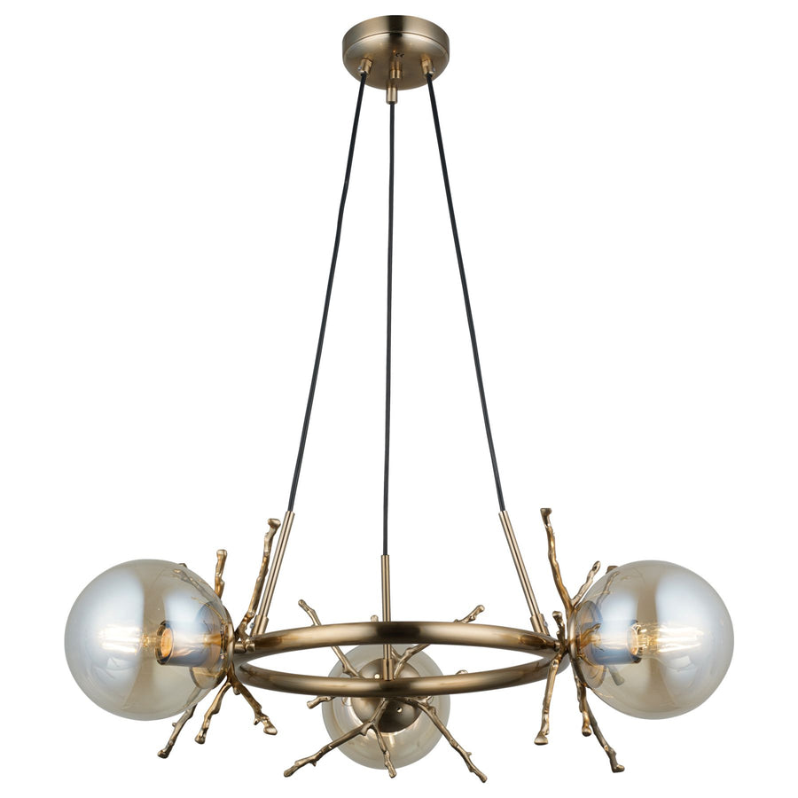  Round Kitchen Island Pendant Brushed Gold With Glass Shades