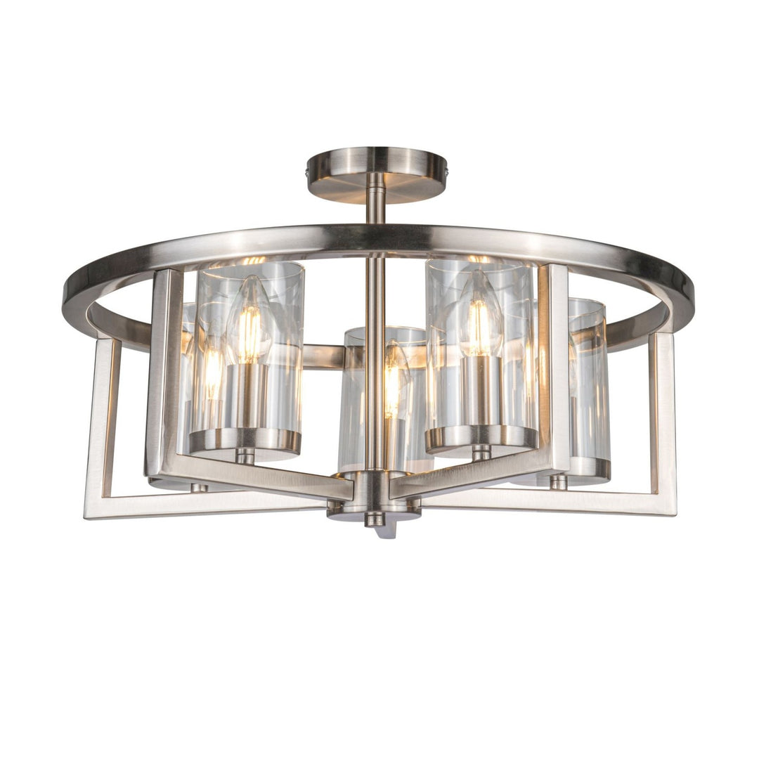 Satin silver flush chandelier light