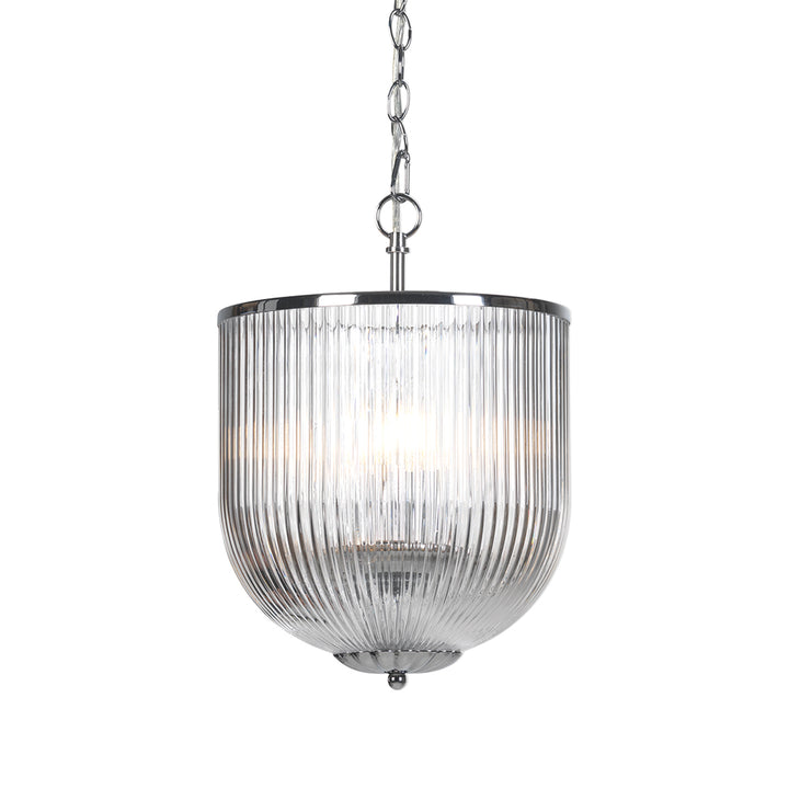 Traditional Large Ribbed Glass Ceiling Lantern Pendant