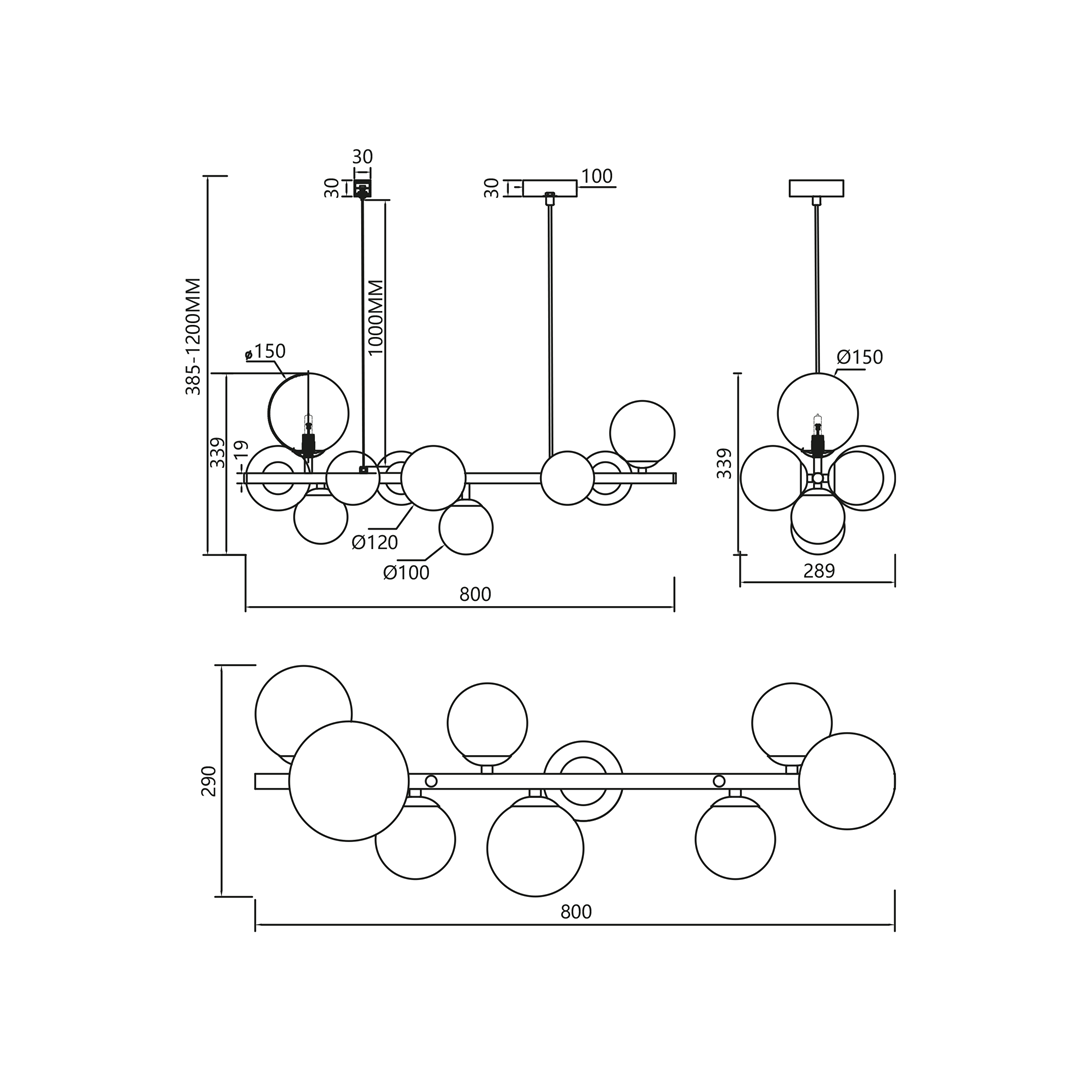 Valetta Smoked Glass Bar Pendant – Black