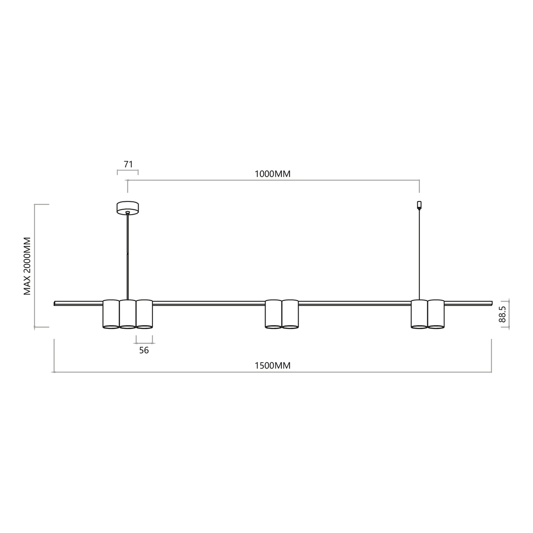 Europa Lighting Geneva Large Pendant Bar - 3 COLOURS