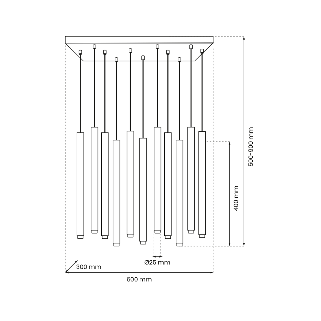 Europa Lighting Lisbon 11lt Pendant Bar Black