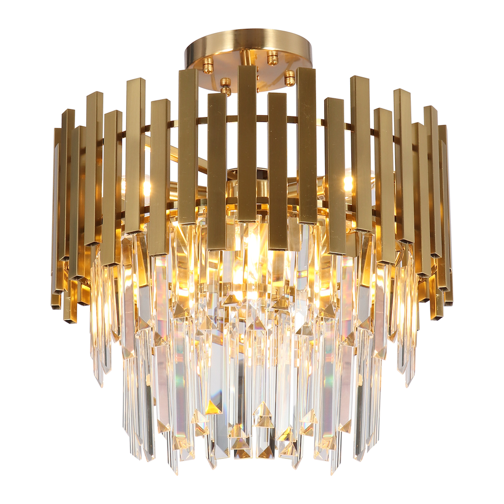 Gold low ceiling crystal chandelier