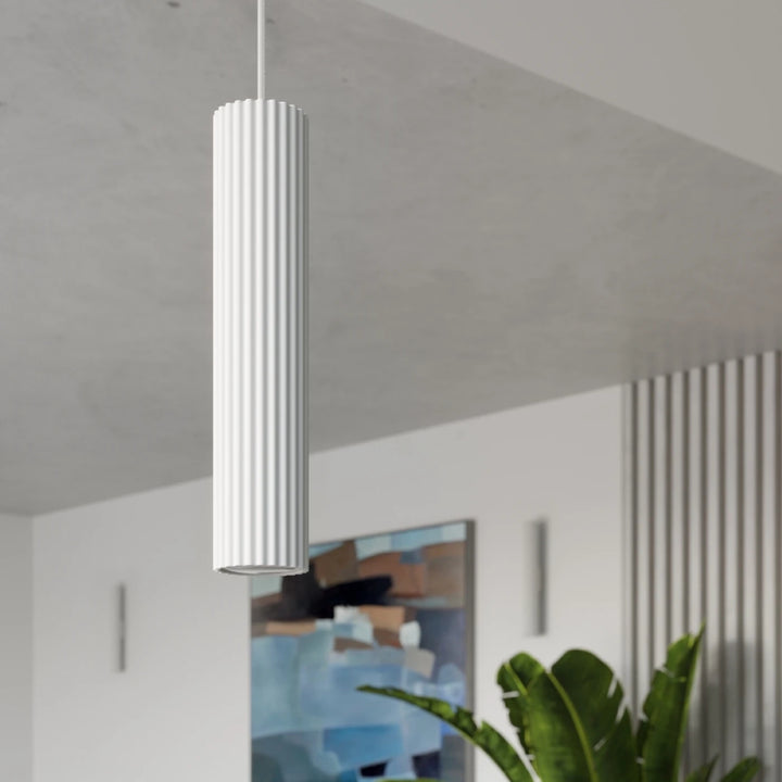 Nelson Ribbed Single Pendant – Slim Metal Tube Light