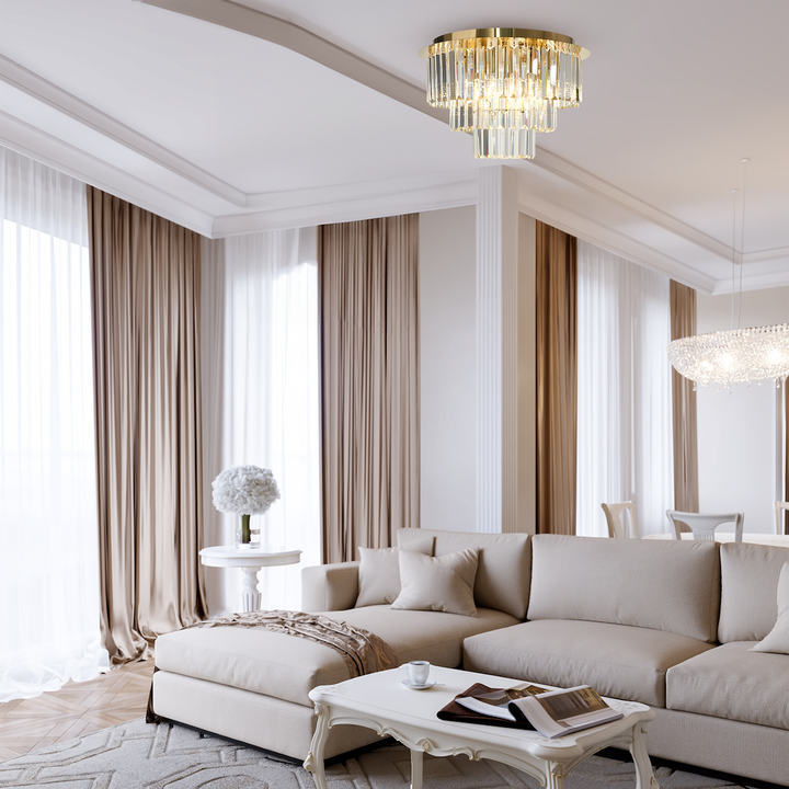 Europa Lighting Fermo Gold Crystal Flush