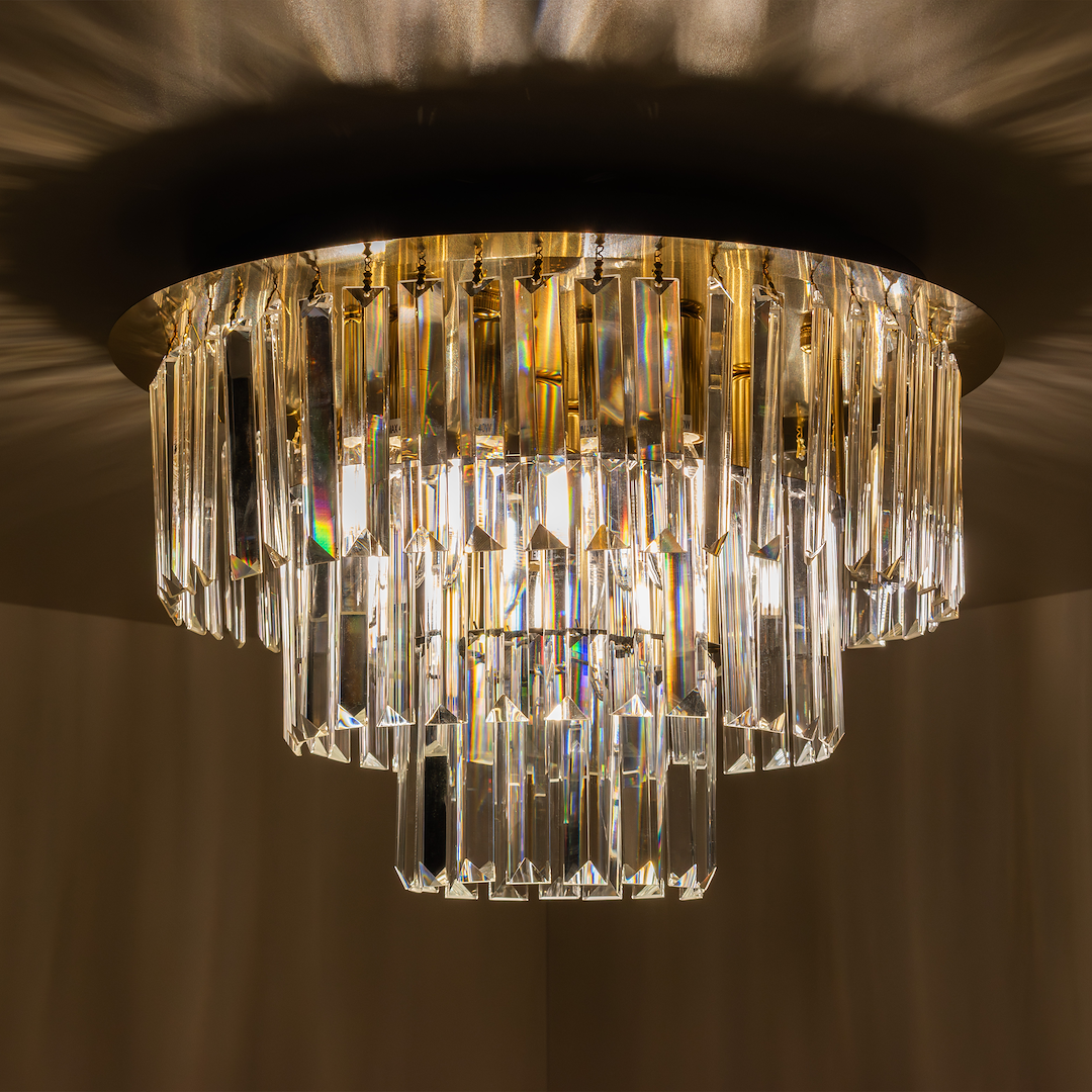 Europa Lighting Fermo Gold Crystal Flush