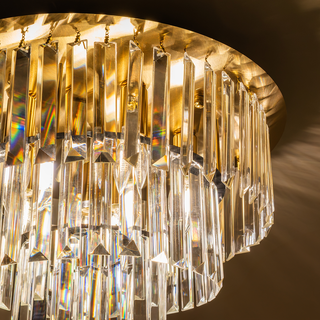 Europa Lighting Fermo Gold Crystal Flush