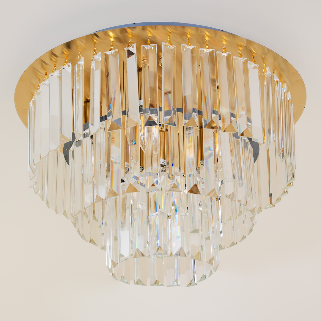 Europa Lighting Fermo Gold Crystal Flush