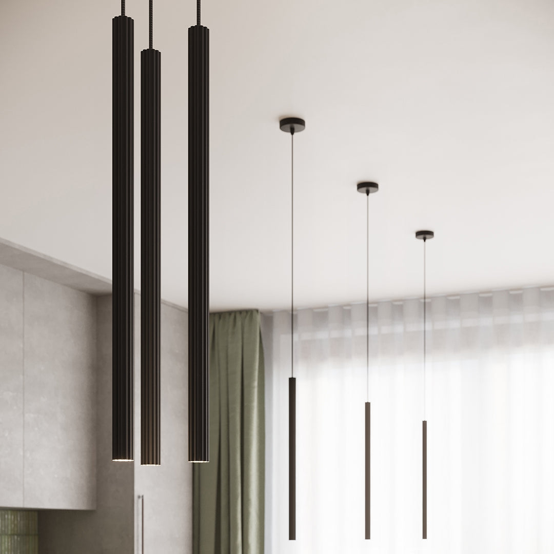 Argentia Ribbed Tube Pendant Light