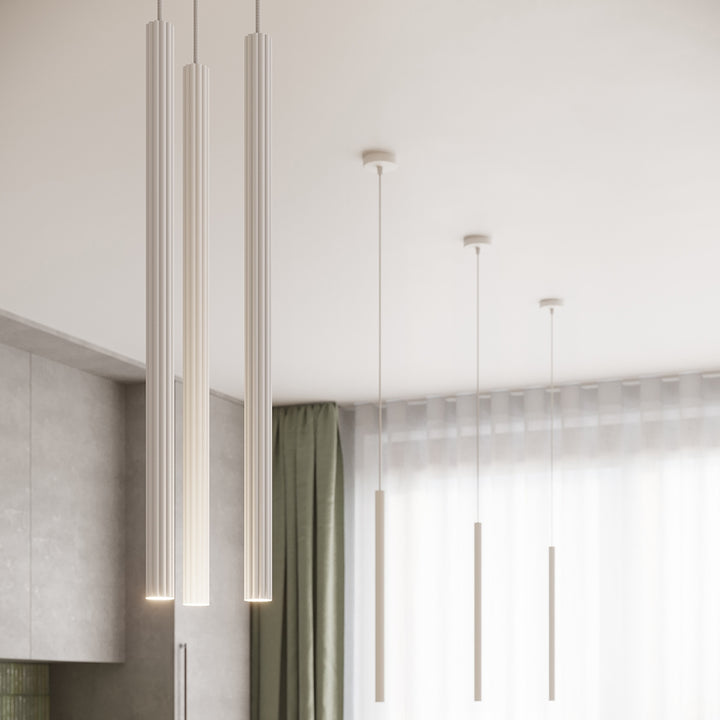 Argentia Ribbed Tube Pendant Light