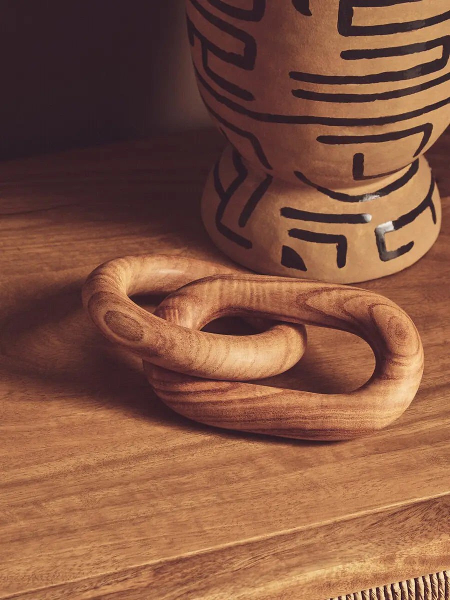 Wooden Chain Link Sculpture - 3 COLOURS