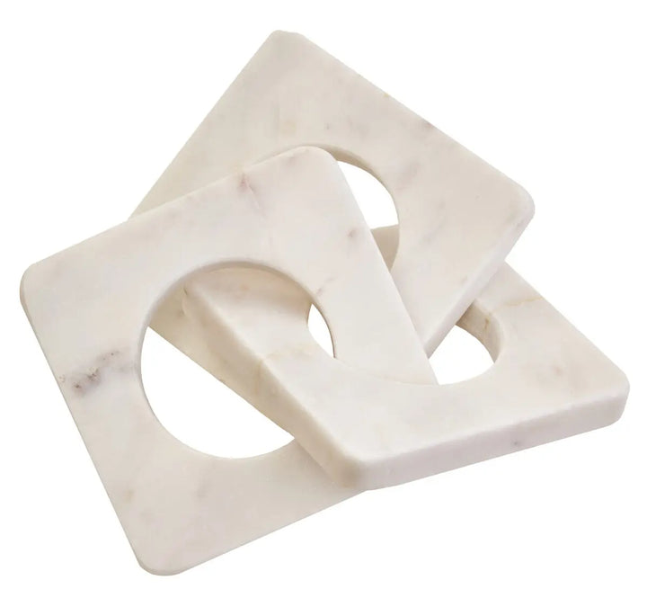 Square White Marble Chain Link Sculpture