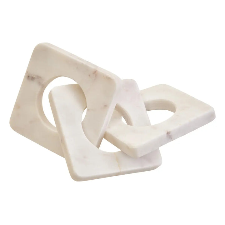 Square White Marble Chain Link Sculpture