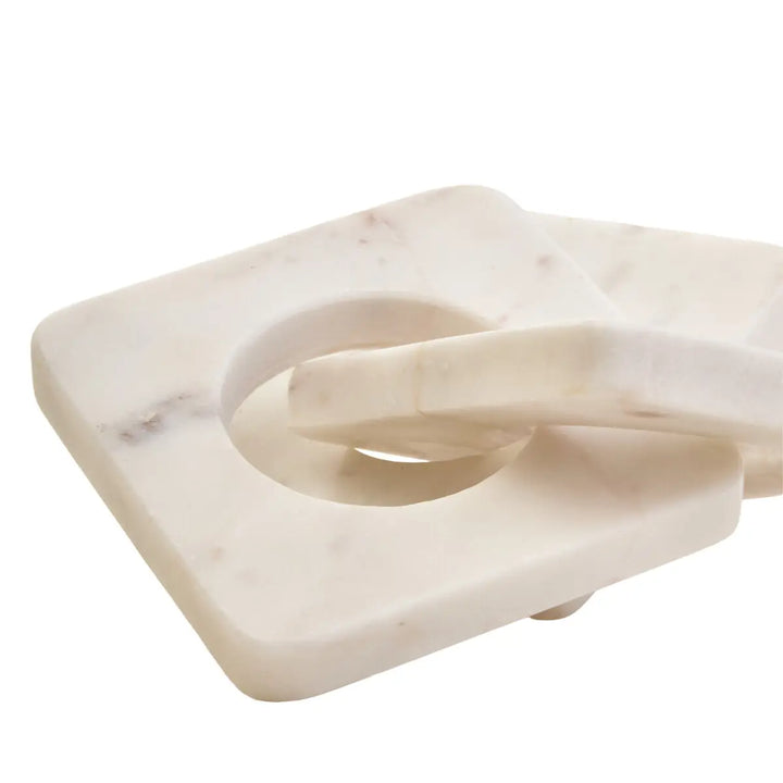 Square White Marble Chain Link Sculpture
