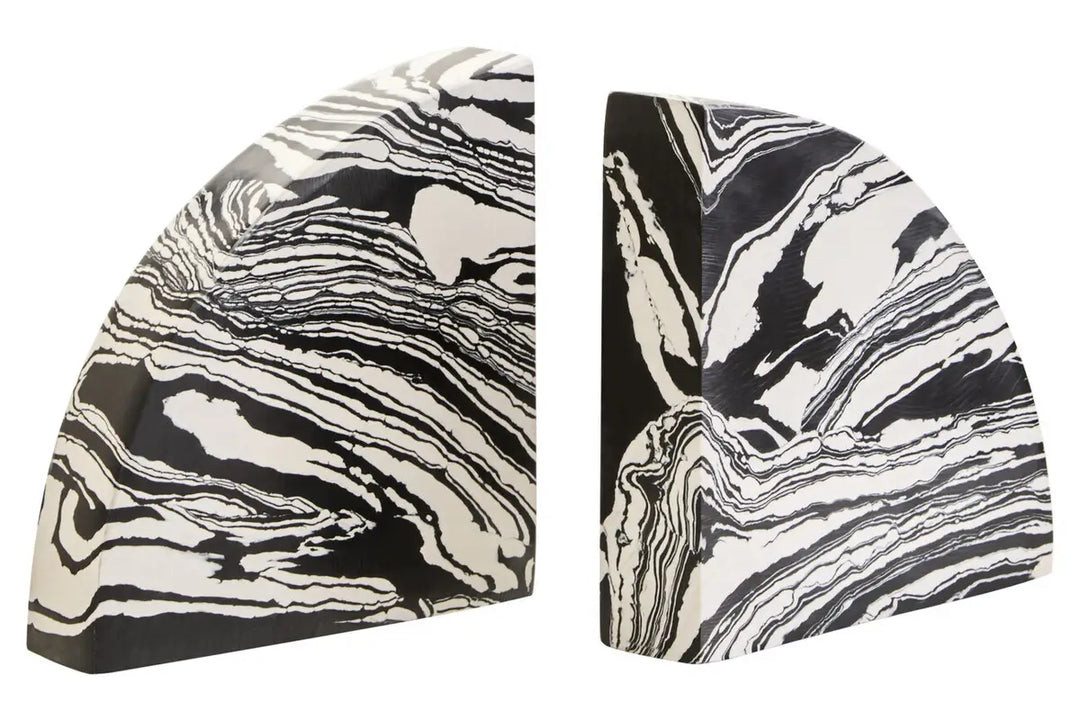 Monochrome Marble Bookends
