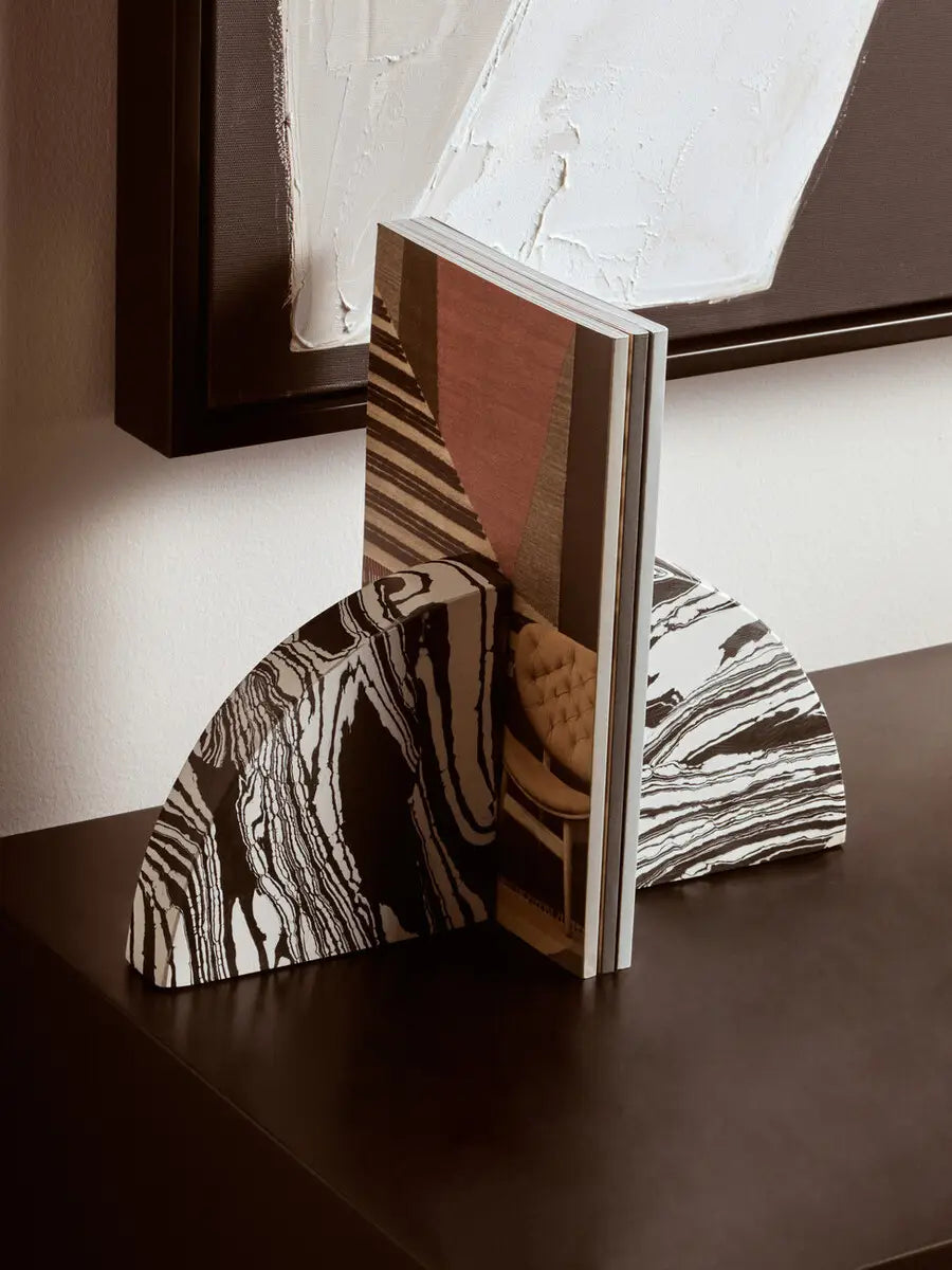 Monochrome Marble Bookends