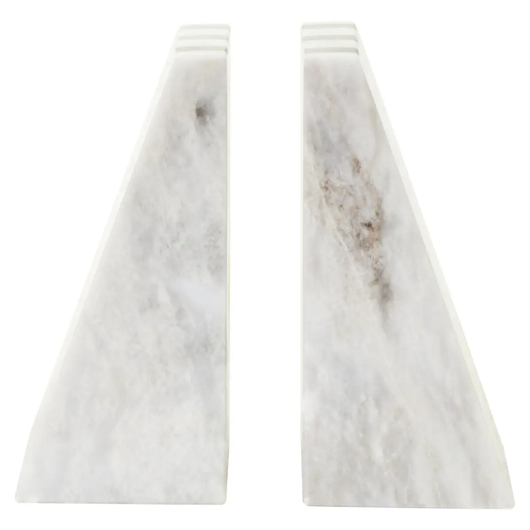 White Striped Marble Bookends