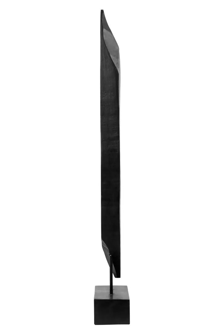 Large Black Wooden Sculpture On Stand