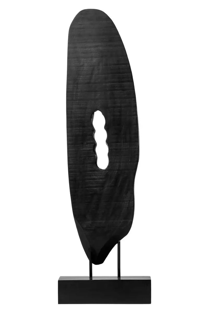 Large Black Wooden Sculpture On Stand