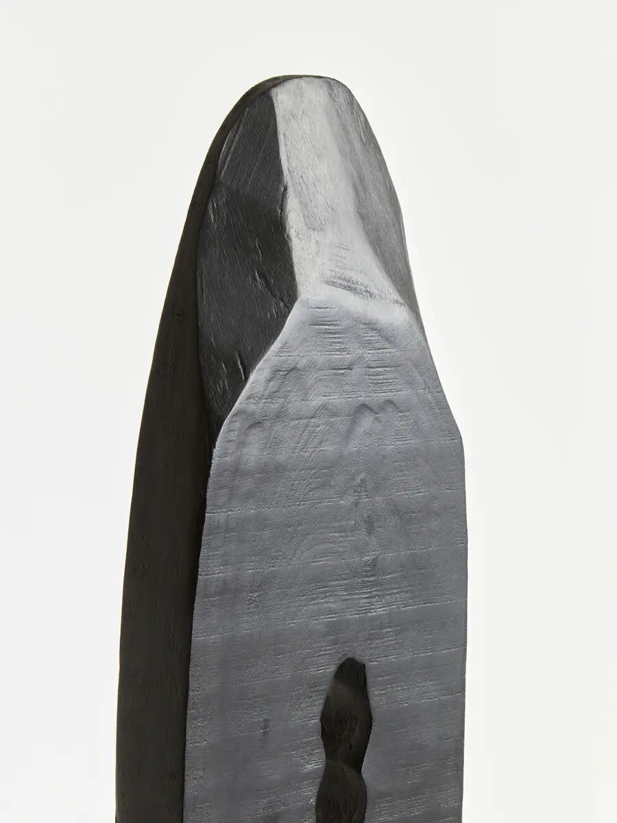 Large Black Wooden Sculpture On Stand