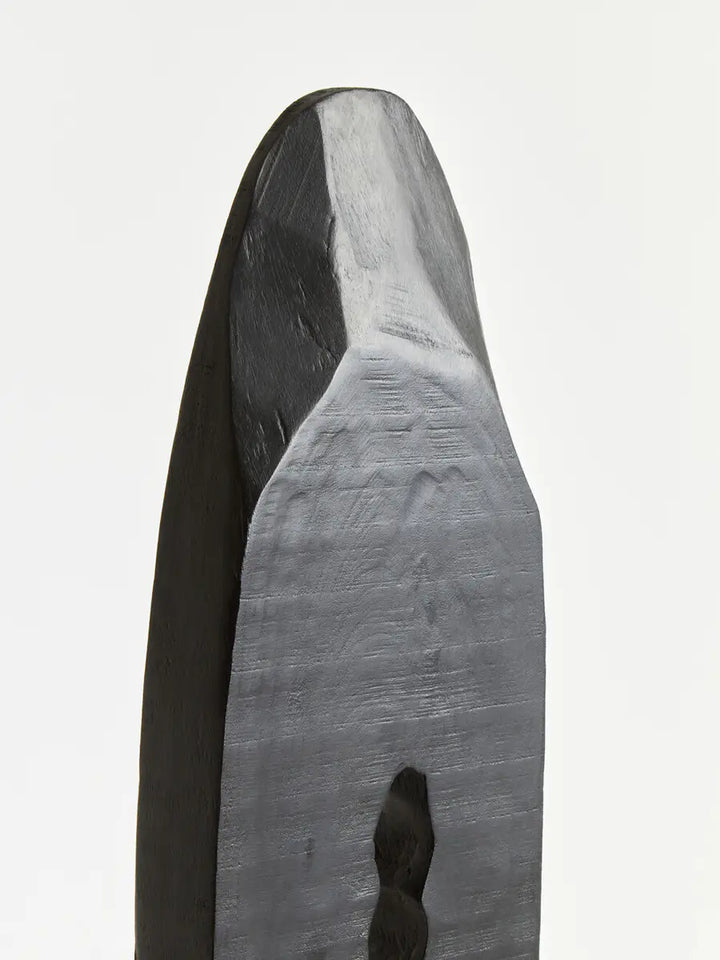 Large Black Wooden Sculpture On Stand