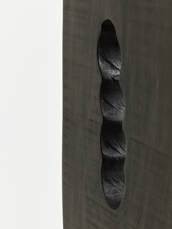 Large Black Wooden Sculpture On Stand