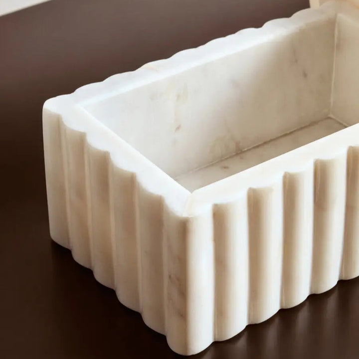 Ribbed Marble Trinket Box
