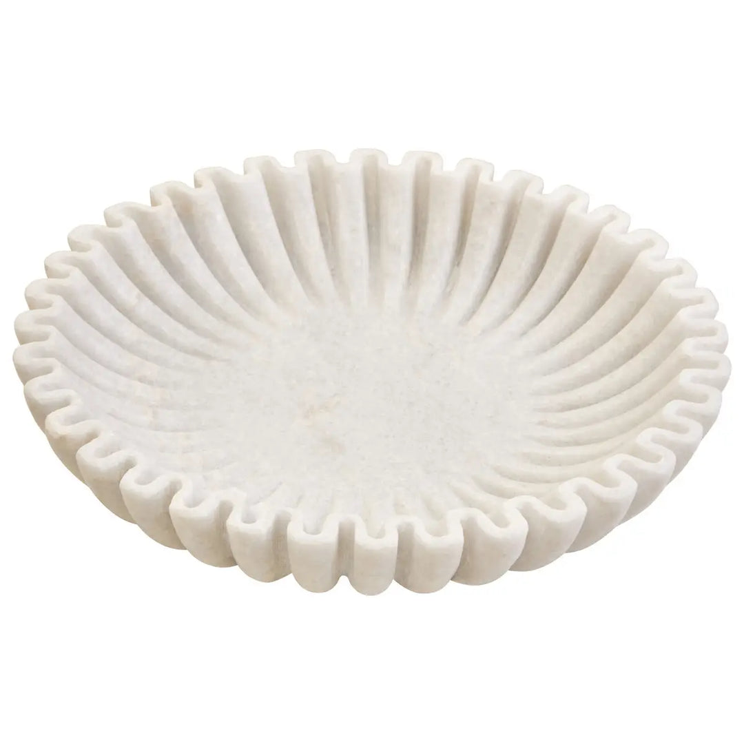 Ribbed White Marble Bowl - 2 SIZES