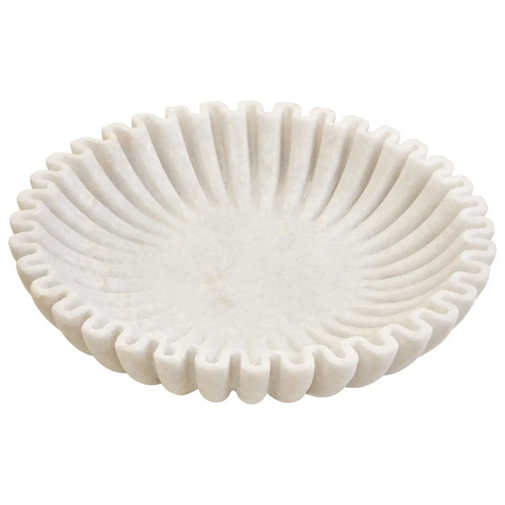 Ribbed White Marble Bowl - 2 SIZES