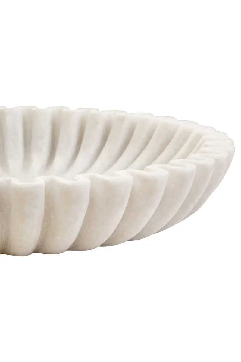 Ribbed White Marble Bowl - 2 SIZES