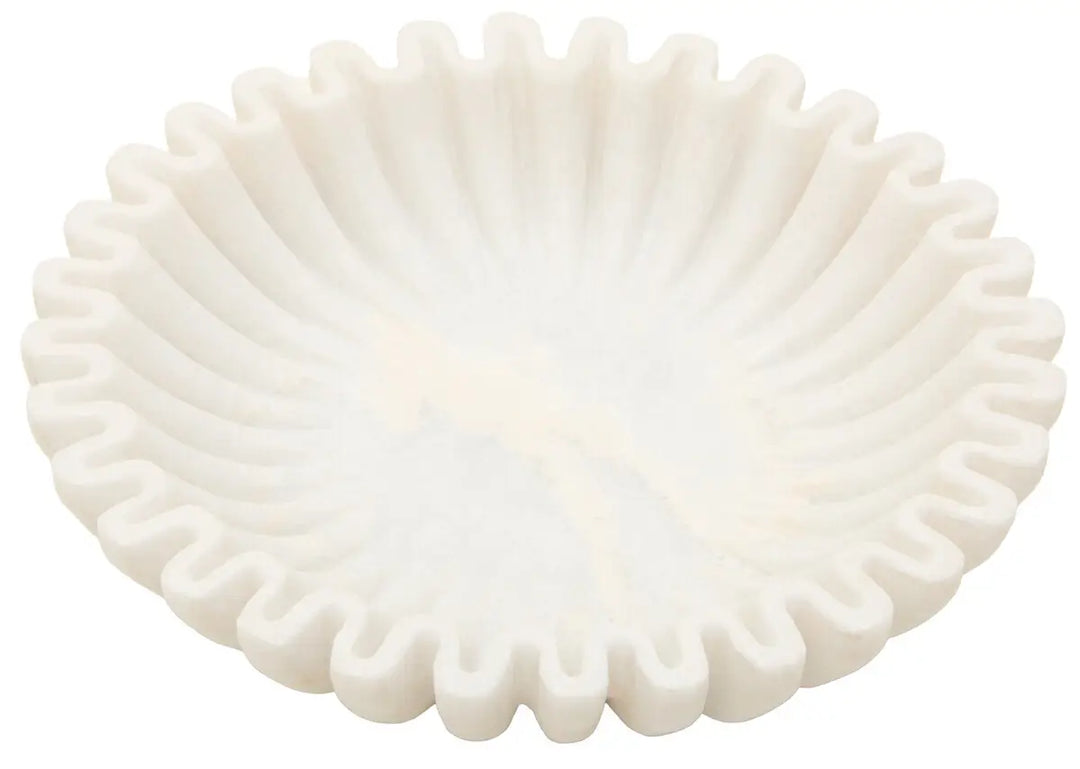 Ribbed White Marble Bowl - 2 SIZES