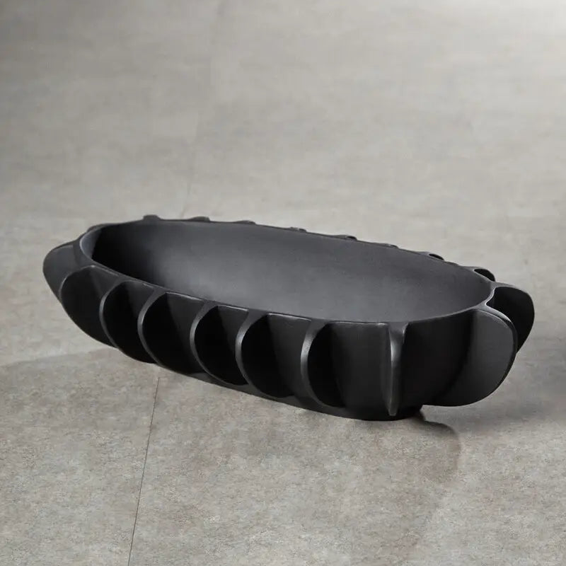 Black Ribbed Bowl