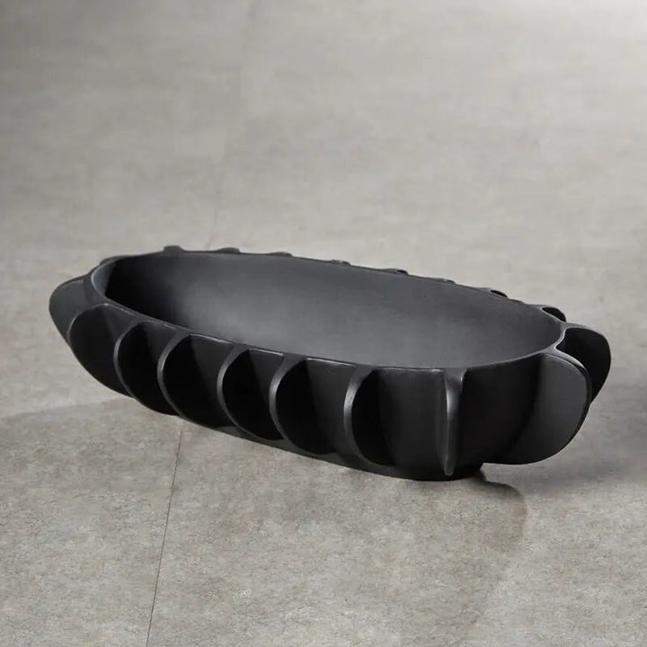 Black Ribbed Bowl