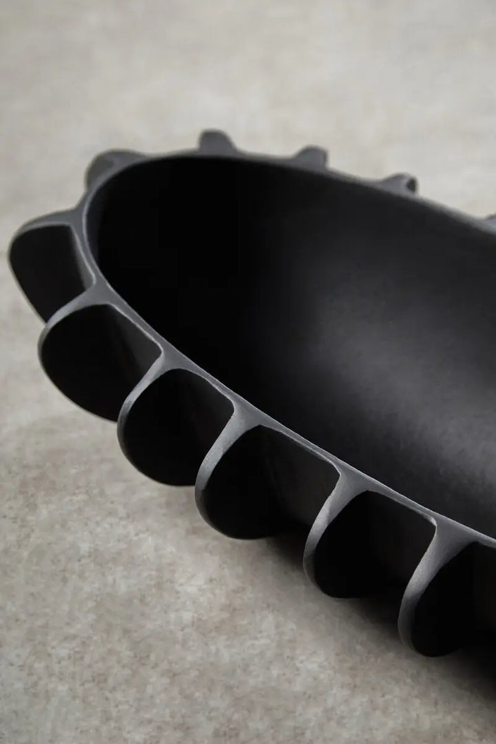 Black Ribbed Bowl