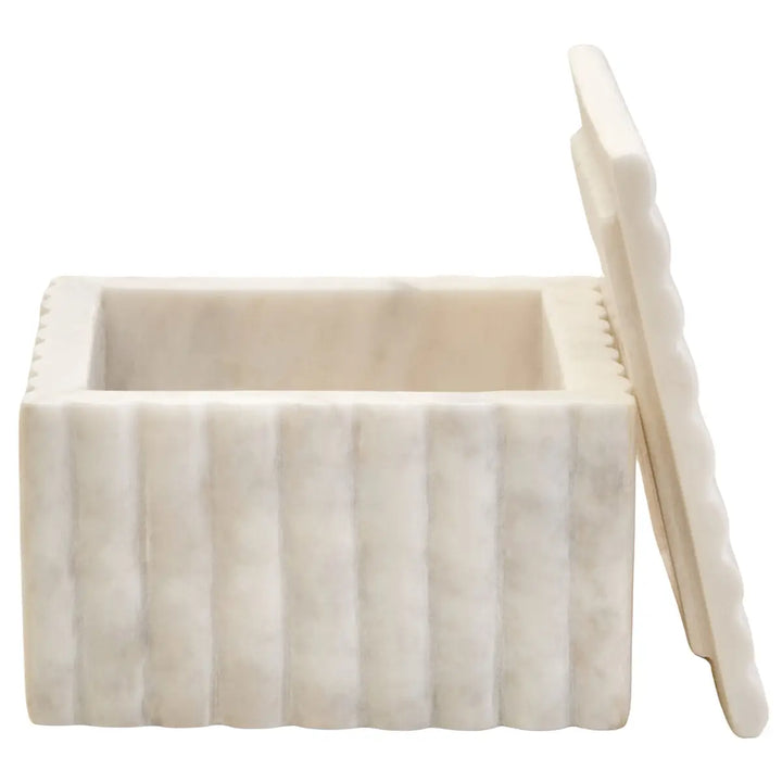 Square Ribbed Marble Trinket Box