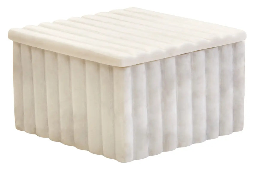 Square Ribbed Marble Trinket Box