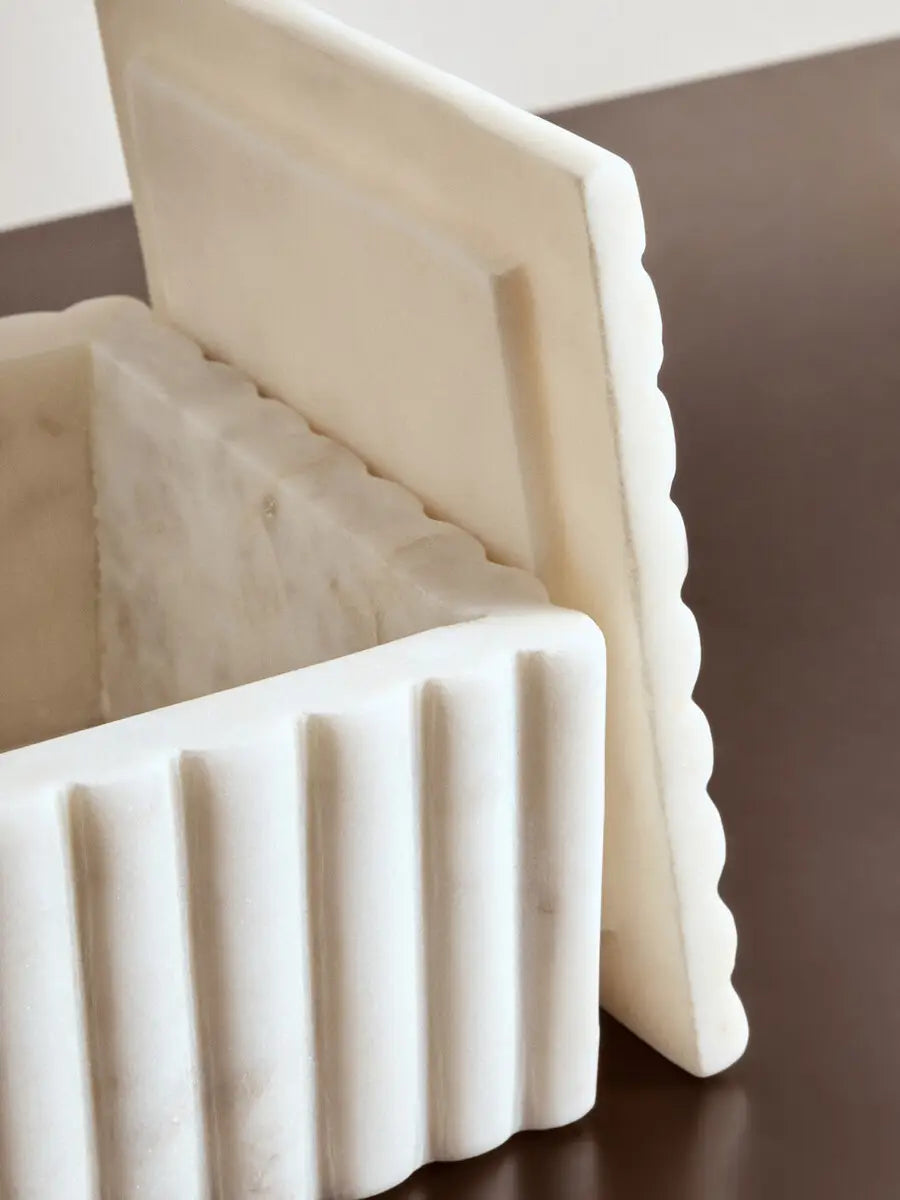 Square Ribbed Marble Trinket Box