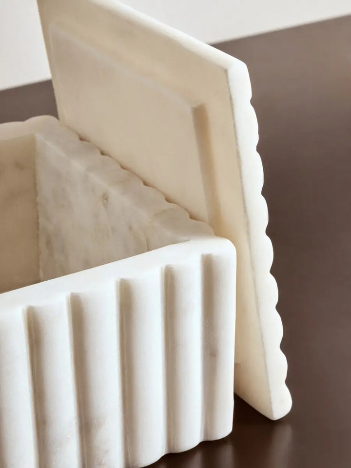 Square Ribbed Marble Trinket Box