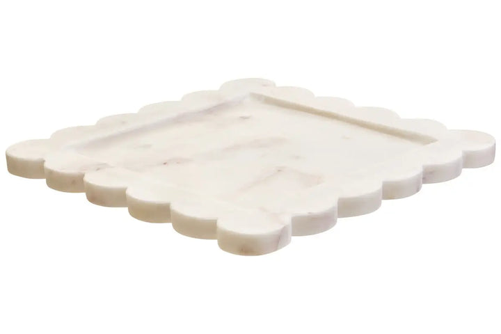 White Scalloped Edge Marble Tray