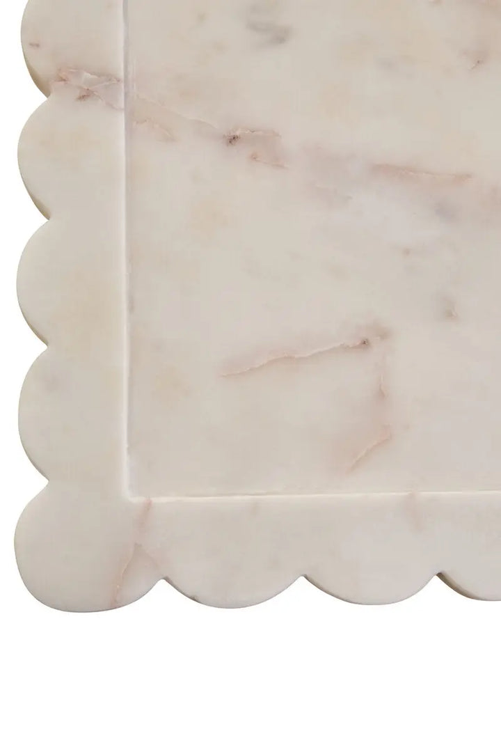 White Scalloped Edge Marble Tray