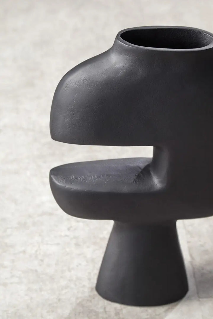 Large Black Abstract Vase