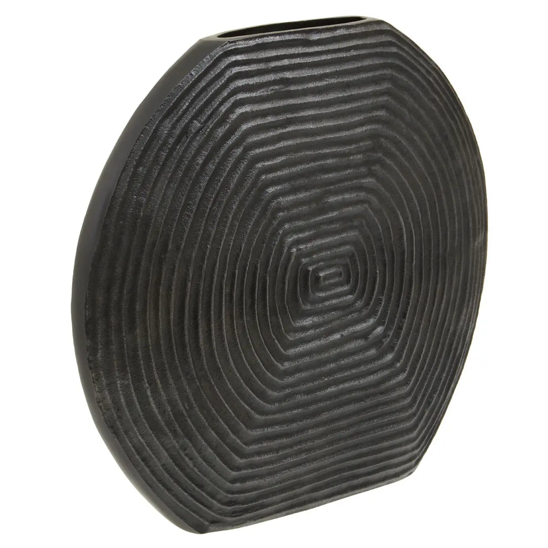 Round Textured Black Vase