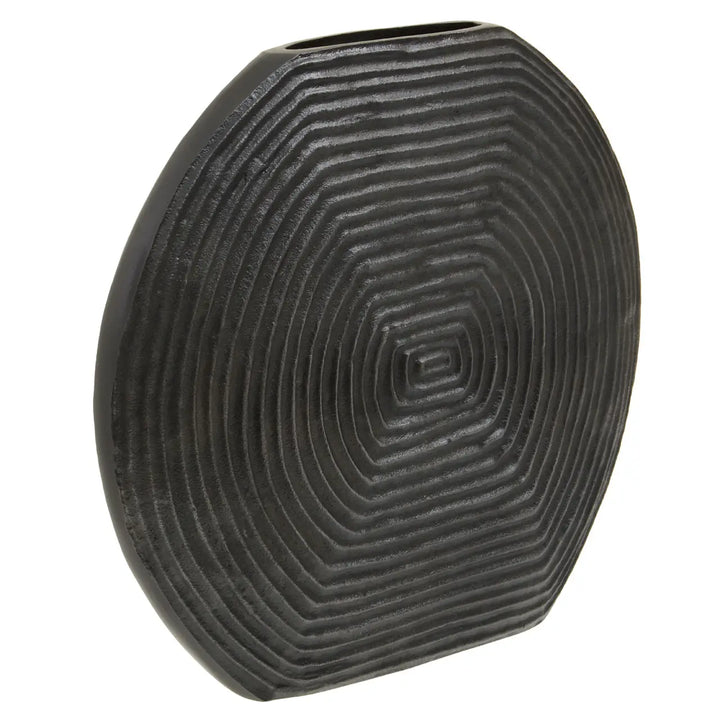 Round Textured Black Vase