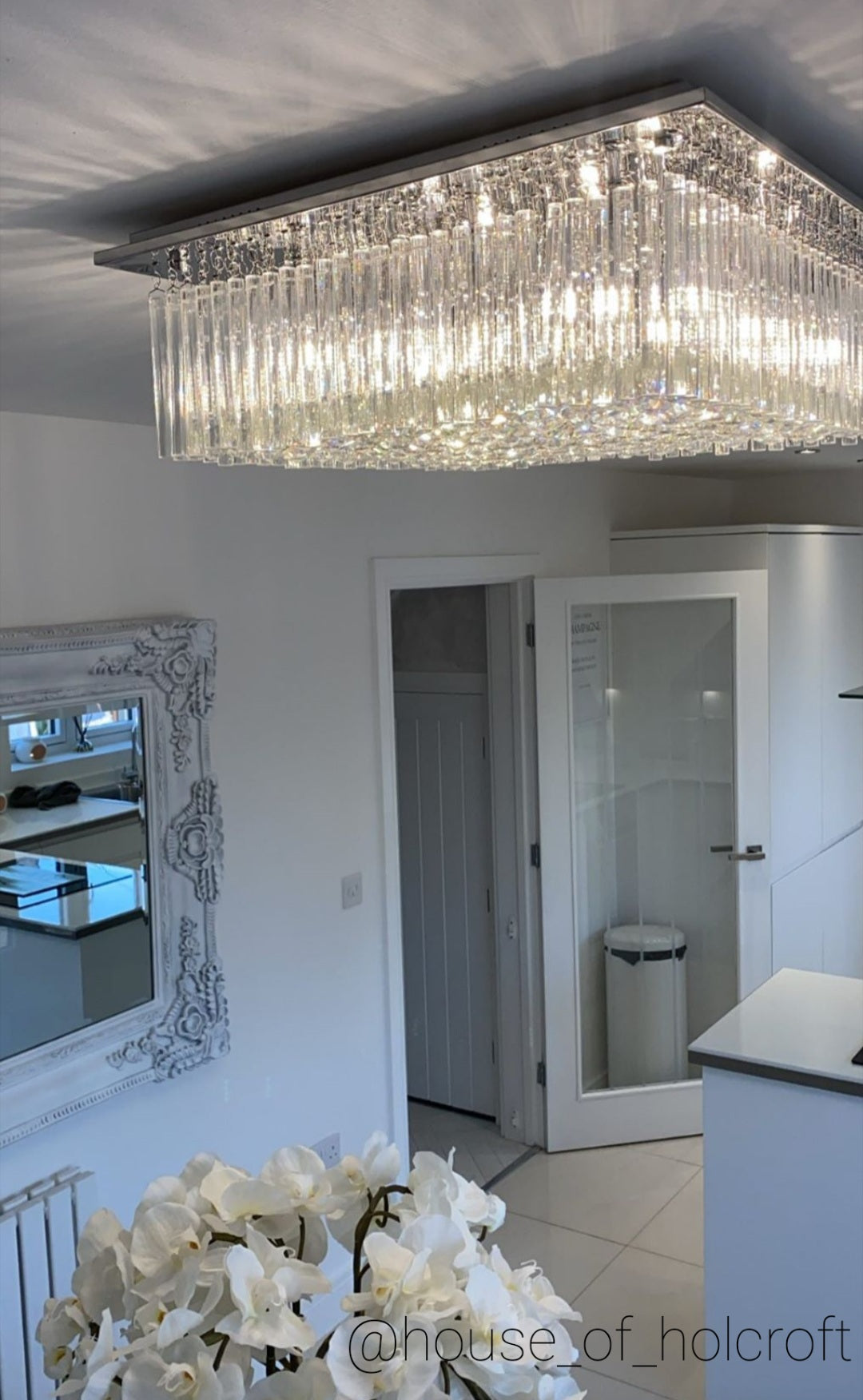 Ballina Large Square Flush – Luxury Crystal Ceiling Light
