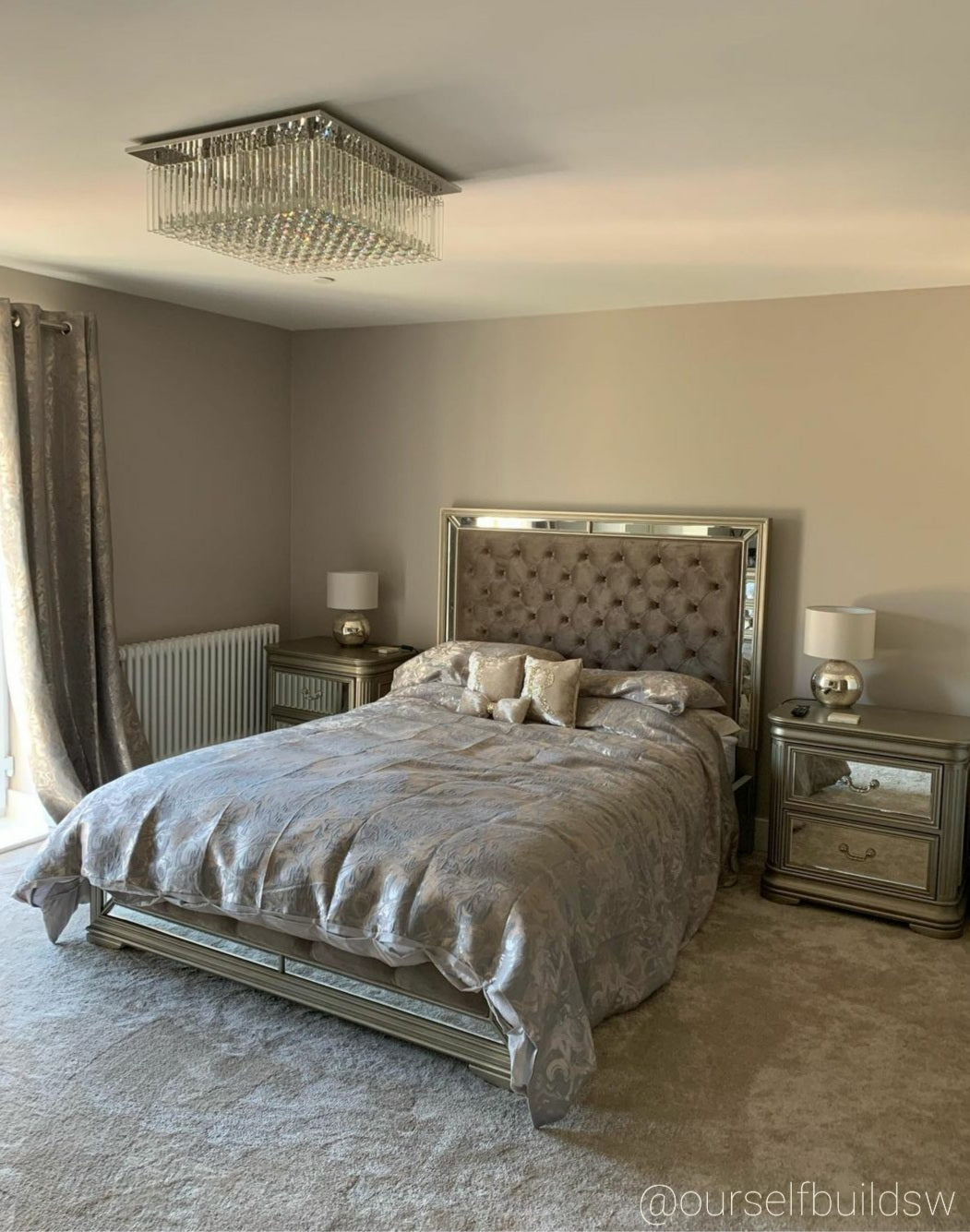 Ballina Large Square Flush – Luxury Crystal Ceiling Light