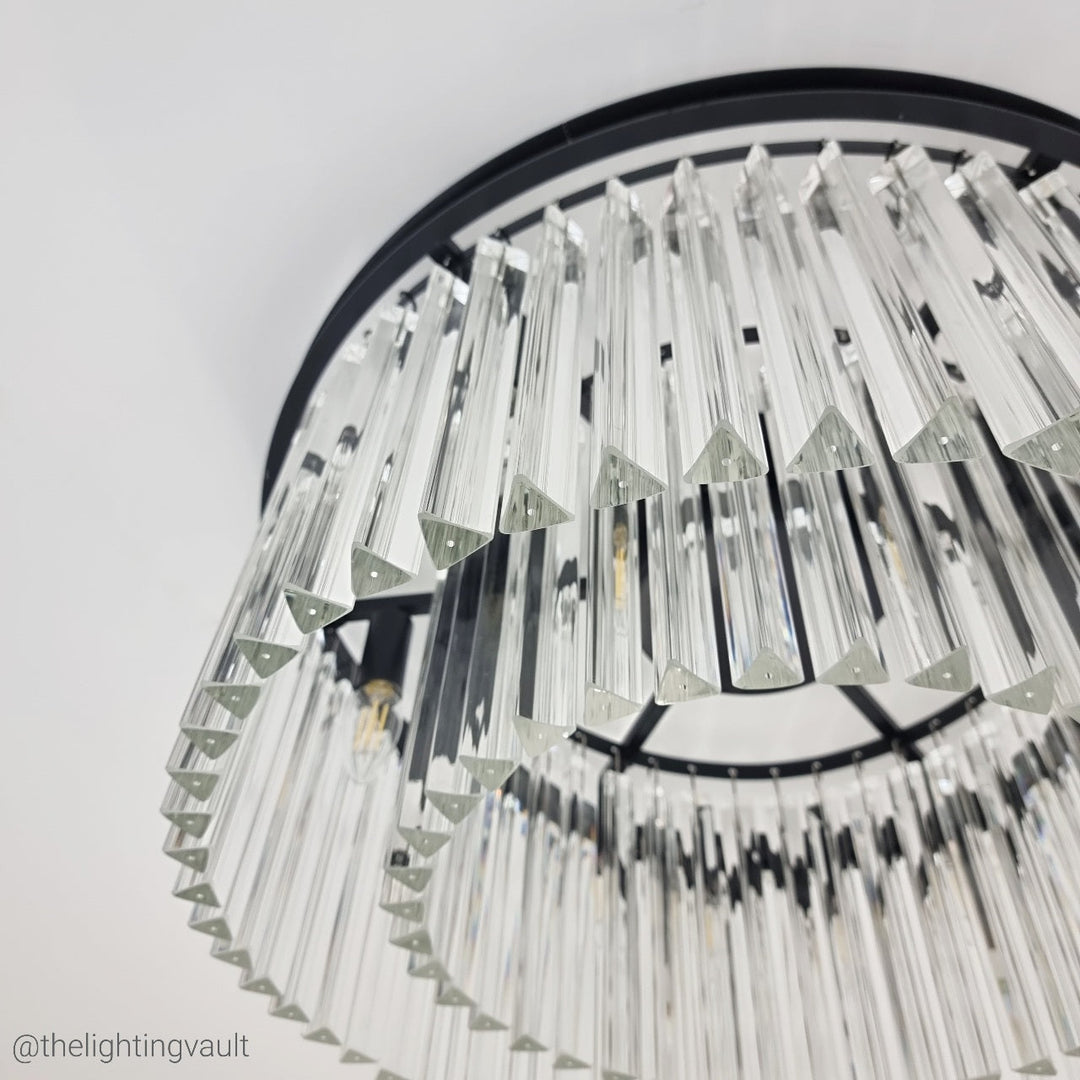 Seville Large Black Chandelier with Triangular Crystals