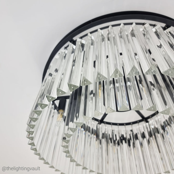 Seville Large Black Chandelier with Triangular Crystals