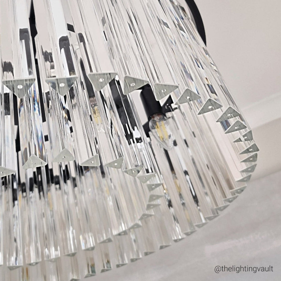 Seville Large Black Chandelier with Triangular Crystals